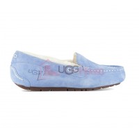 Мокасины женские голубые с мехом UGG Moccasins Women Ansley Light Blue