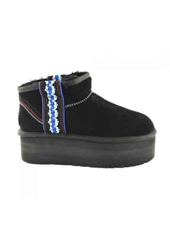 Угги женские UGG Classic Ultra Mini Braid Platform - Black