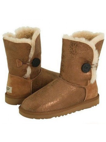 UGG Australia Bailey Button Fancy Jacket Chestnut Угги короткие рыжие с одной пуговицей фэнси