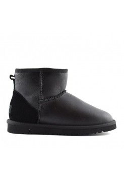 UGG Men's Mini - Metallic Black Мужские угги мини черные обливные