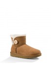 UGG Australia Bailey Button Mini II - Chestnut Угги мини с пуговицей и с водоотталкивающей пропиткой Рыжие