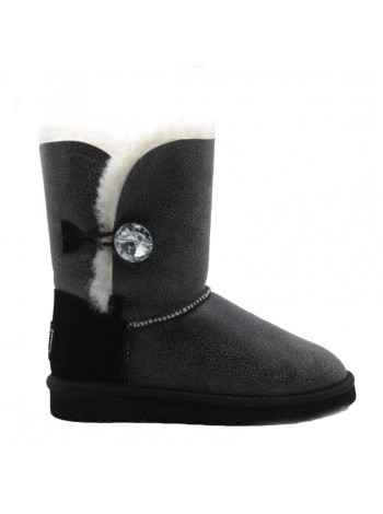 Угги с пуговицей Сваровски черные бомберы UGG Australia Bailey Button Bling Bomber Black