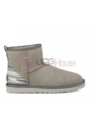 UGG Classic Mini Serape Grey Угги серые мини "Мексиканская шаль"