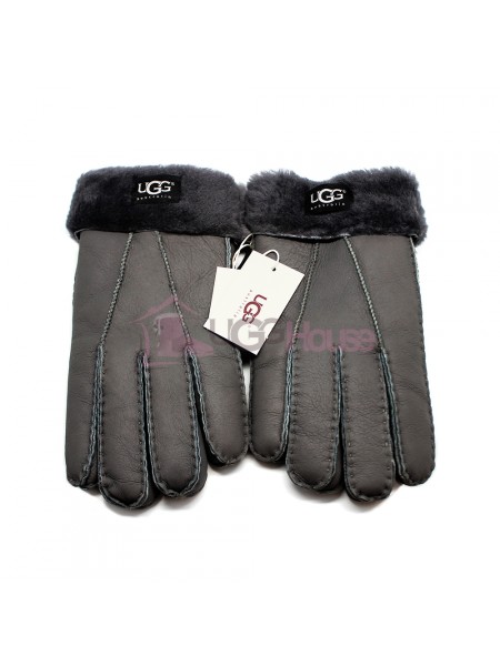Мужские меховые перчатки UGG Grey Leather - 1002