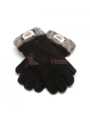Мужские меховые перчатки Suede Black - 1015