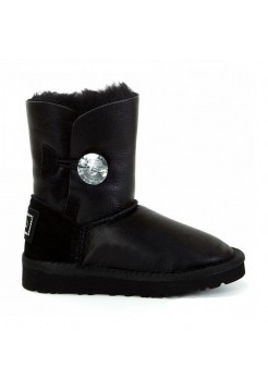 Детские эксклюзивные угги с камнем Сваровски Черные Обливные UGG Kids Bailey Black