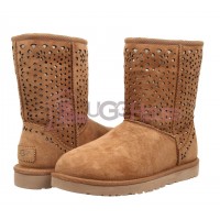 UGG Australia Classic Short Flora Perf Chestnut Классические угги с перфорацией рыжие