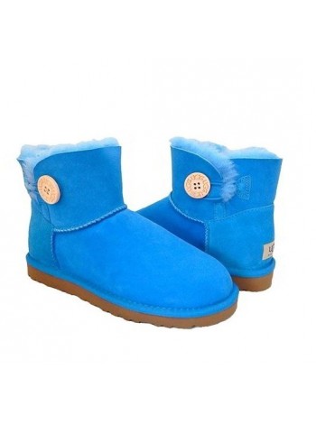 UGG Australia Bailey Button Mini Elictric Угги мини с пуговицей ярко-голубые