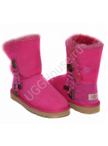UGG Australia Bailey Button Azalea Pink Розовые угги с пуговицей и с кисточками UGG