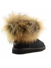 UGG Australia Fur Fox Black Угги мини с мехом лисы черные