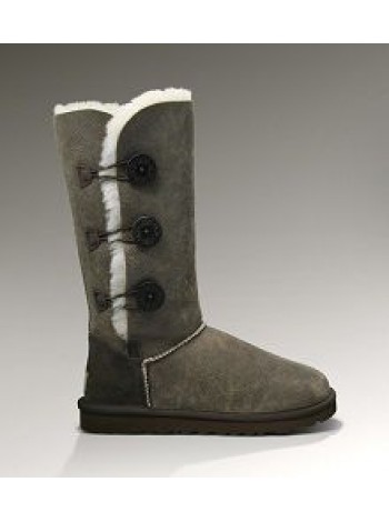 UGG Australia Bailey Button Triplet Bomber Jacket Chocolate Угги с тремя пуговицами шоколадные бомберы
