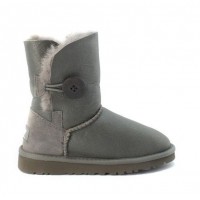 UGG Kids Bailey Button - Grey Детские угги с пуговицей серые обливные